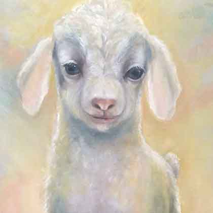 Oil painting of a lamb.