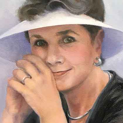 Self portrait oil painting of artist Carol Williamson.